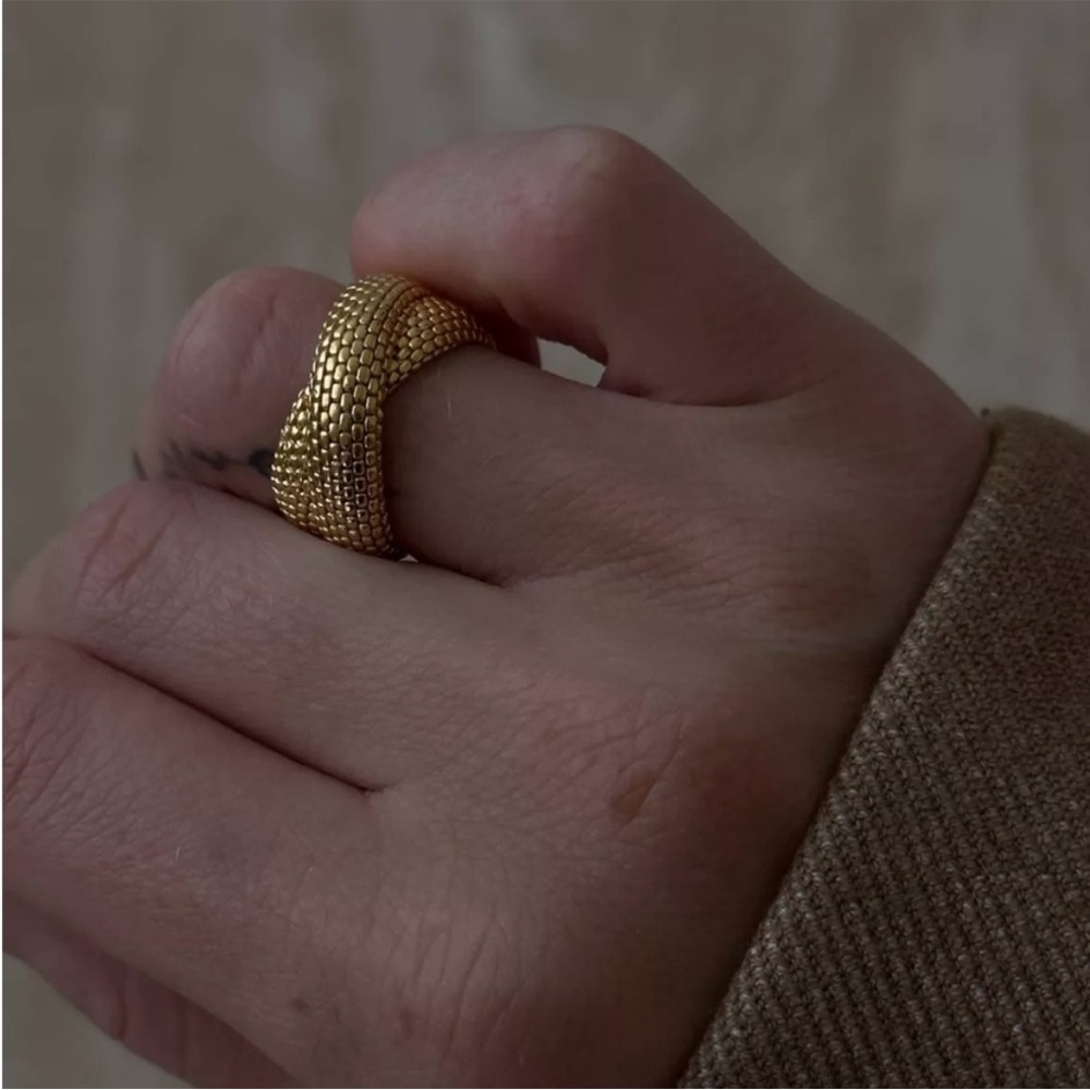NEW Monica Vinader Gold Vermeil Heirloom Woven Cross Ring size 6